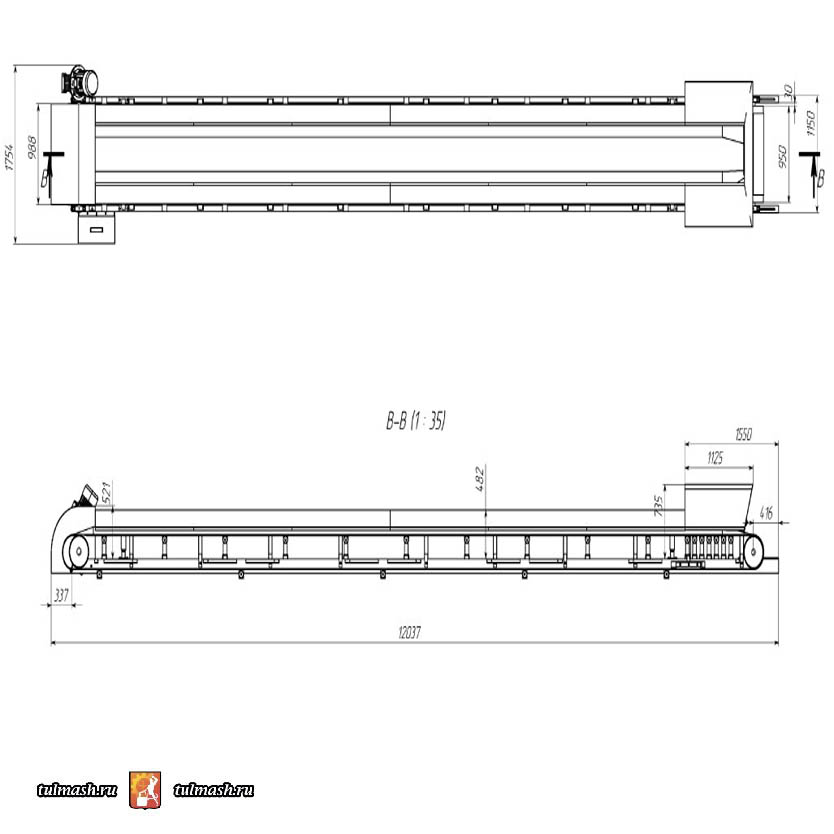 Ленточный конвейер КЛ-800/12000
