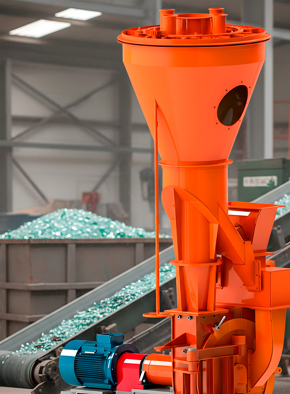 Аэробильная мельница для переработки стекла