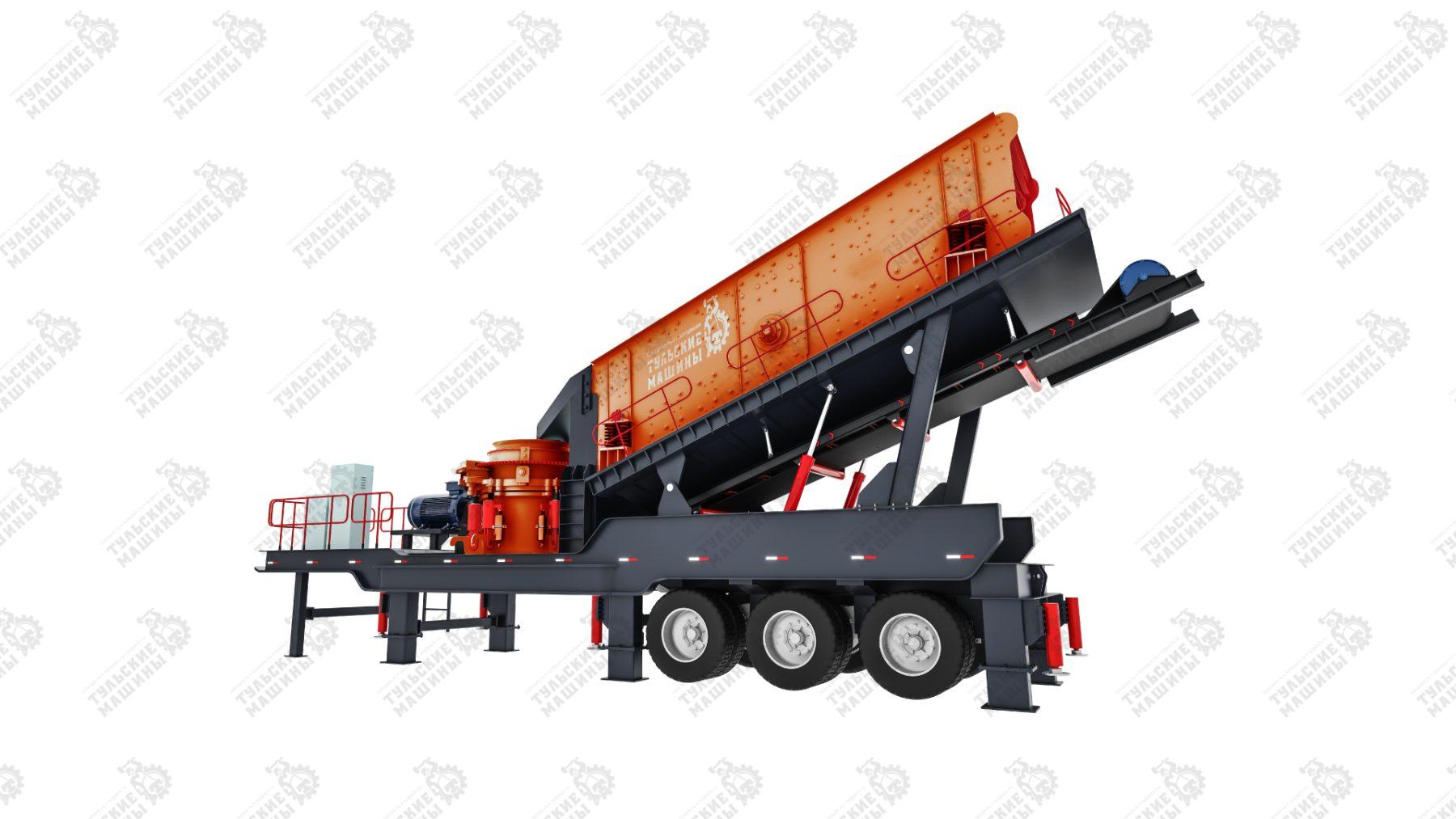 Мобильная конусная дробилка на колесах КМК